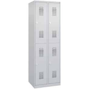 Garderobenschrank CP Basis PLUS, 2 Abteile je 2 Fächer hellgrau