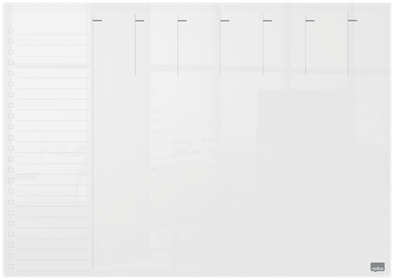 Nobo Transparant Draagbaar Acryl Mini Whiteboard Weekplanner, A3, Voor Op Bureau/Aan de Muur, Droog Uitwisbaar, Frameloos, 297 x 420 Millimeter, Inclusief Marker En Montage Pads, Transparant, 1915615