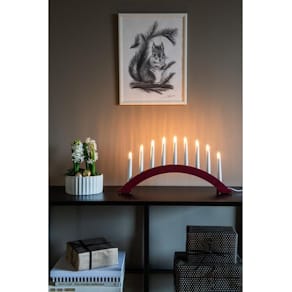 Elljusstake 9 ljus 49x26cm trä röd