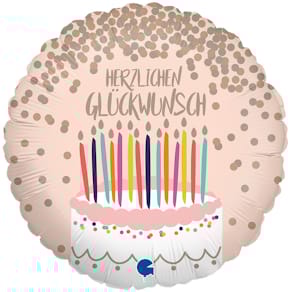 Folienballon GRABO Herzlichen Glückwunsch Kuchenmotiv, bunt, 46  