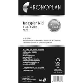 Kalendarium CHRONOPLAN Midi 2026, 1 Tag/Seite, weiß, 195 Blätter