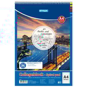 Collegeblock STYLEX, A4, 80 Blatt, liniert, 4-fach gelocht, blau