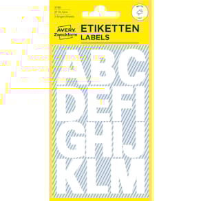Buchstabenetikikett Avery Zweckform Home, A-Z, Folie, weiß, 28 St