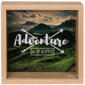 Spardose Out of the Blue Adventure Awaits, Holz