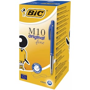 Kuglepen BIC M10 F blå, trykknap, 50 stk