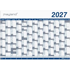 Vægkalender Mayland 2027, 1x13 mdr., hvid, 1 stk
