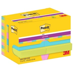 Selvklæbende noter Post-it Super Sticky, 48x48 mm, PEFC, 12 stk