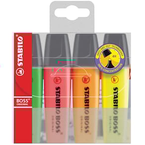 Markeerstift STABILO BOSS ORIGINAL, etui van 4 stuks