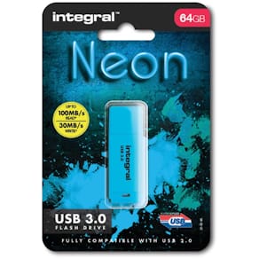 USB-stick Integral Neon 3.0, 64 GB, blauw