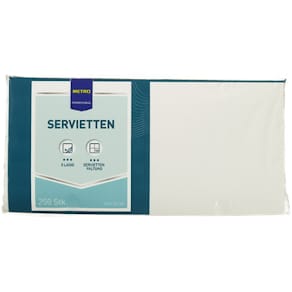 Servietten METRO PROFESSIONAL 1/4 Falz, 33x33 cm, 3-lagig, weiß, 