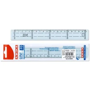 Linjal Tvärgraderad, plast, 20cm