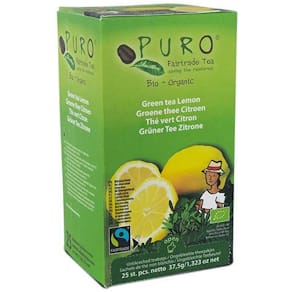 Thee Puro Bio, groene thee citroen, fairtrade, 25 zakjes