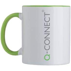 Kaffeebecher Q-CONNECT Keramik, 0,33 l, weiß
