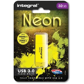 USB-stick Integral Neon 3.0, 32 GB, geel