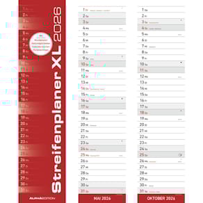 Streifenplaner Alpha XL, gr/rot, 1M 1S