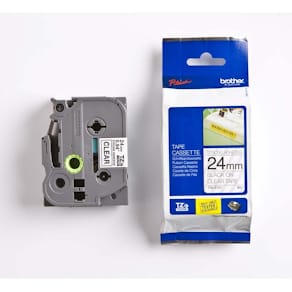 Labeltape Brother 24 mm x 8 m sort/transparent, 5-pak