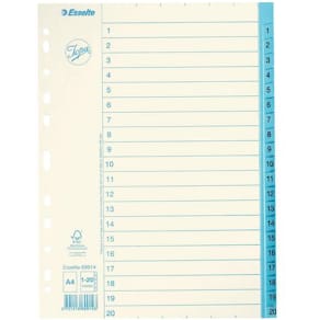 Pärmregister JOPA Papper A4 1-20, blå flik, 10st