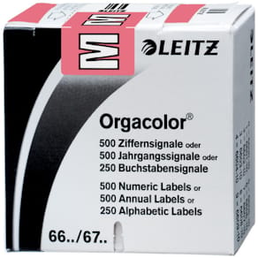 Buchstabensignal Leitz Orgacolor M, rosa, 23 x 30 mm, 250 Stück