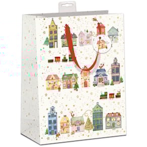 Geschenktragetasche SKORPION, Häuser, bunt (weihnachtlich)