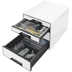 Schubladenbox Leitz WOW CUBE, 4 Laden, weiß/schwarz