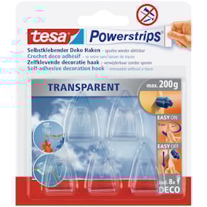 Haken tesa Powerstrips Deco, transparent, 30 mm, 5 Stück