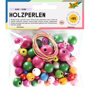 Bastelset Folia Holzperlen, sortiert