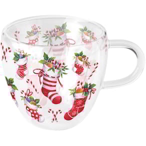 Teeglas AMBIENTE, doppelwandig, Weihnachtsstrümpfe, 0,2 l