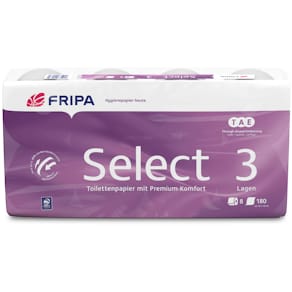 Toilettenpapier FRIPA, 3‑lagig, 8 Rollen, weiß, TAE