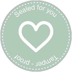 Forseglingsetiket Meto hjerte 33x33 mm grøn, rulle 500