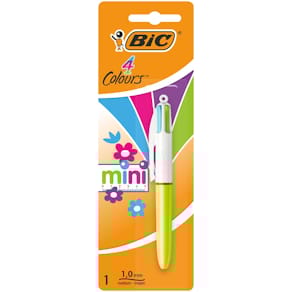 Balpen BIC 4 Colours Mini, medium, pastel inktkleuren, blister