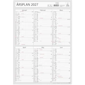 Burde Väggkalender Årsplan 2027