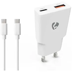 Laddare vägg NEDIS GaN 2xUSB-A/C 1m vit