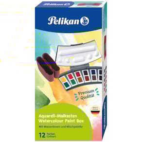 Malkasten Pelikan 725D/12, 12 Farben, mit Wasserboxen und Misch­p