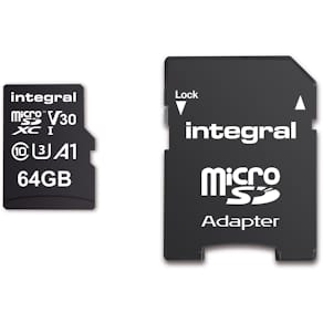 Geheugenkaart Integral microSDXC, V30, 64 GB