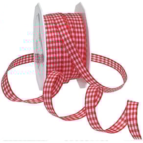 Zierband Karo, rot/weiß