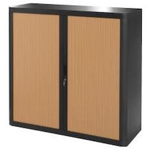 Rollladenschrank Paperflow, schwarz/buche, 110x104x41,5 cm