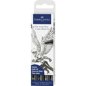 Tuschestift Faber-Castell PITT Artist Pen Comic, 4er-Set, schwarz