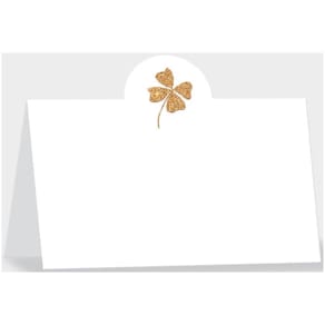Tischkarte KOMMA³, 6 Stück, Kleeblatt, Goldglimmer, 11x4,5 cm