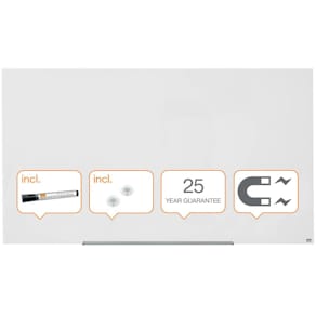 Glastavla NOBO 85" Widescreen vit, 190x100cm
