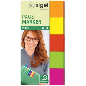 Haftmarker Sigel, 20 x 50 mm, neon sortiert (5x40 Blatt)