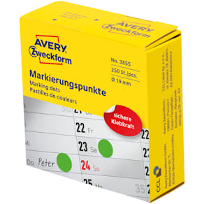 Markierungspunkte Avery Zweckform, D19mm, grün, 250 Stück