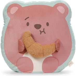 Plüschkissen NICI mymochi Bär Nomo mit Croissant, bunt, 33x35x12