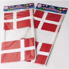 Papirflag på plastpind rød/hvid, 190 x 145 mm, 10 stk