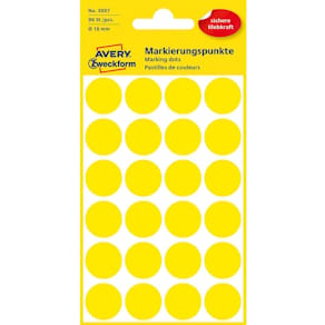 Färgkodningsprick AVERY Ø18mm gul 96/fp