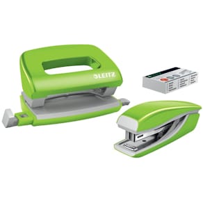 Locher- und Heftgerät-Set Leitz NeXXt WOW Mini, metallic grün