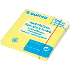 Haftnotizblock DONAU, 100 Blatt, gelb, 76 x 76 mm
