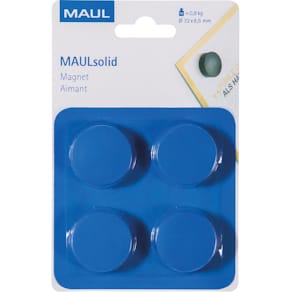 Magneet MAUL Solid, 32 mm, trekkracht 800 gr, blister van 4