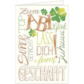 Glückwunschkarte Abitur, geprägt, bunt, inkl. Umschlag, 11,5 x 17