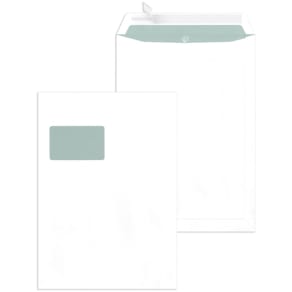 Versandtasche MAILMEDIA C4, mit Fenster, Haftklebung, 120g, weiß