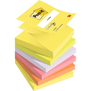 Z-Notes Post-it 76x76 mm, assorterede farver, PEFC, 6x100